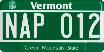 VT license plate NAP012