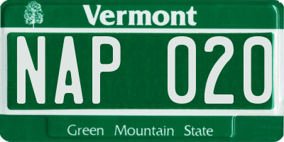 VT license plate NAP020