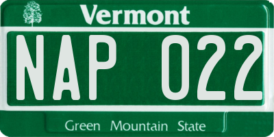 VT license plate NAP022