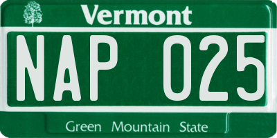 VT license plate NAP025