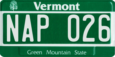 VT license plate NAP026