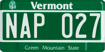 VT license plate NAP027