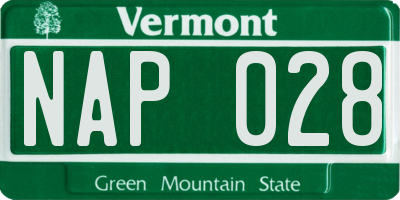 VT license plate NAP028