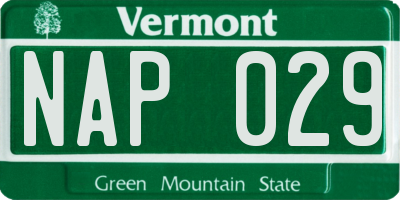 VT license plate NAP029