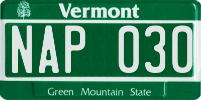 VT license plate NAP030