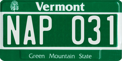 VT license plate NAP031