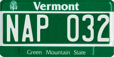 VT license plate NAP032