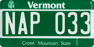 VT license plate NAP033