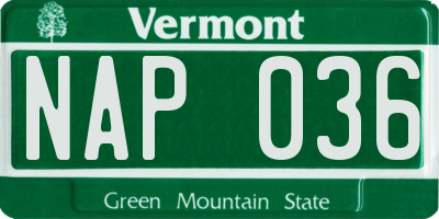 VT license plate NAP036