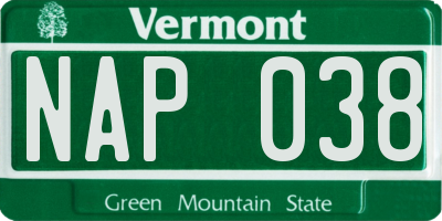 VT license plate NAP038