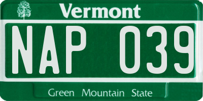 VT license plate NAP039