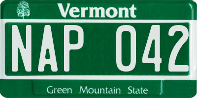 VT license plate NAP042