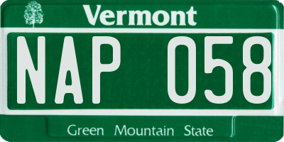 VT license plate NAP058