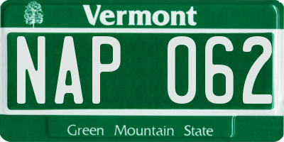 VT license plate NAP062