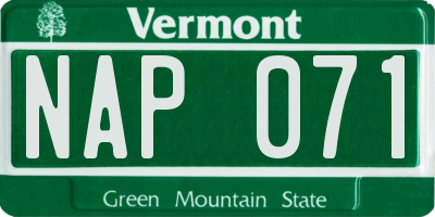 VT license plate NAP071