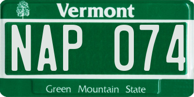 VT license plate NAP074