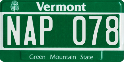 VT license plate NAP078