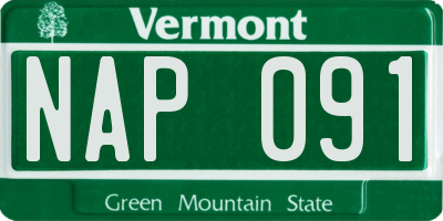 VT license plate NAP091