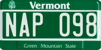 VT license plate NAP098