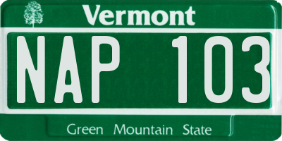 VT license plate NAP103