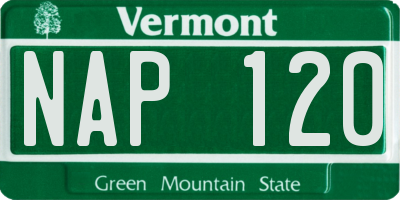 VT license plate NAP120