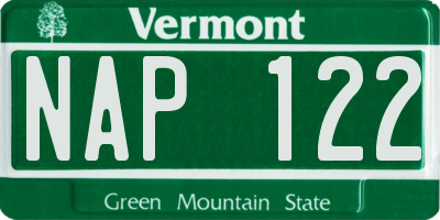 VT license plate NAP122