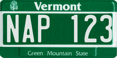 VT license plate NAP123