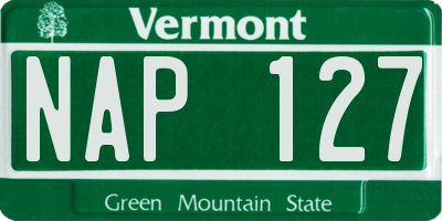VT license plate NAP127