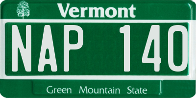 VT license plate NAP140