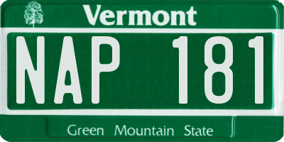 VT license plate NAP181