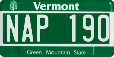 VT license plate NAP190