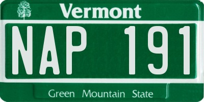 VT license plate NAP191