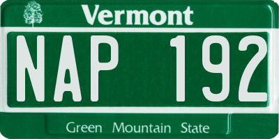 VT license plate NAP192