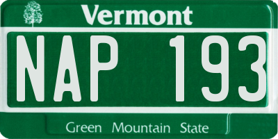 VT license plate NAP193