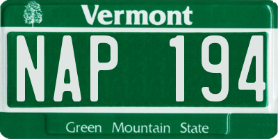 VT license plate NAP194