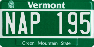 VT license plate NAP195
