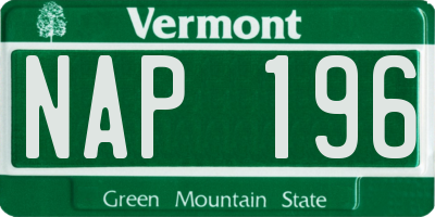 VT license plate NAP196