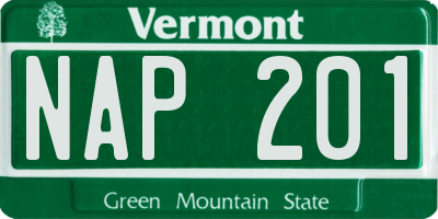 VT license plate NAP201