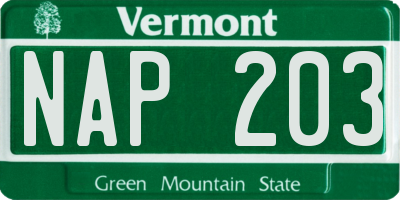 VT license plate NAP203