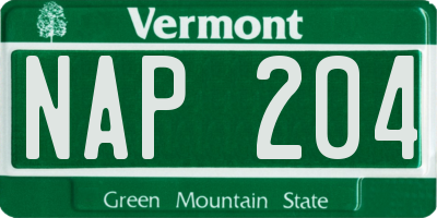 VT license plate NAP204