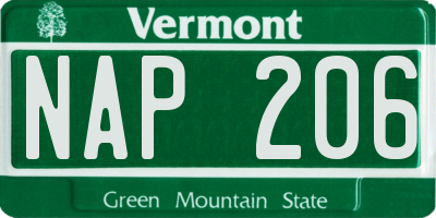 VT license plate NAP206