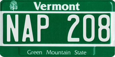 VT license plate NAP208