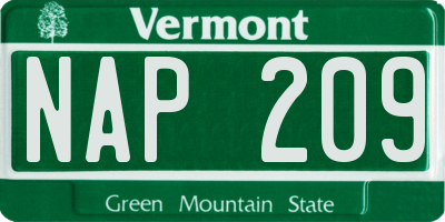 VT license plate NAP209
