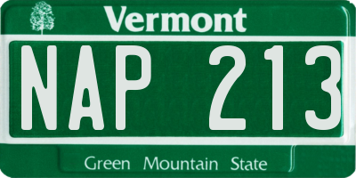 VT license plate NAP213