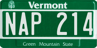 VT license plate NAP214