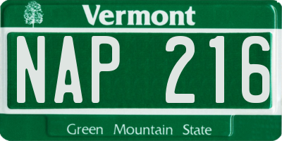VT license plate NAP216