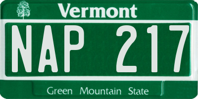 VT license plate NAP217