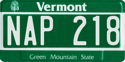 VT license plate NAP218