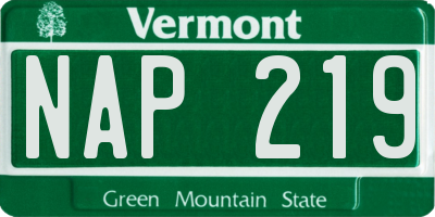 VT license plate NAP219