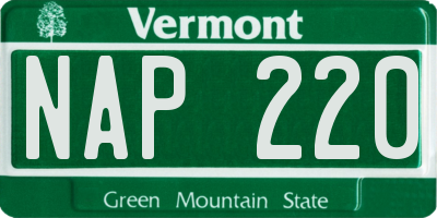 VT license plate NAP220